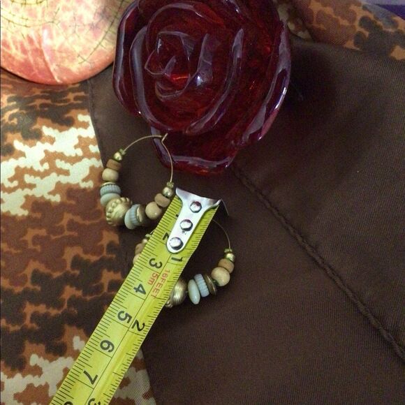 Vintage Beaded Hoop Wire Earrings Pierced Hoops - Picture 5 of 11